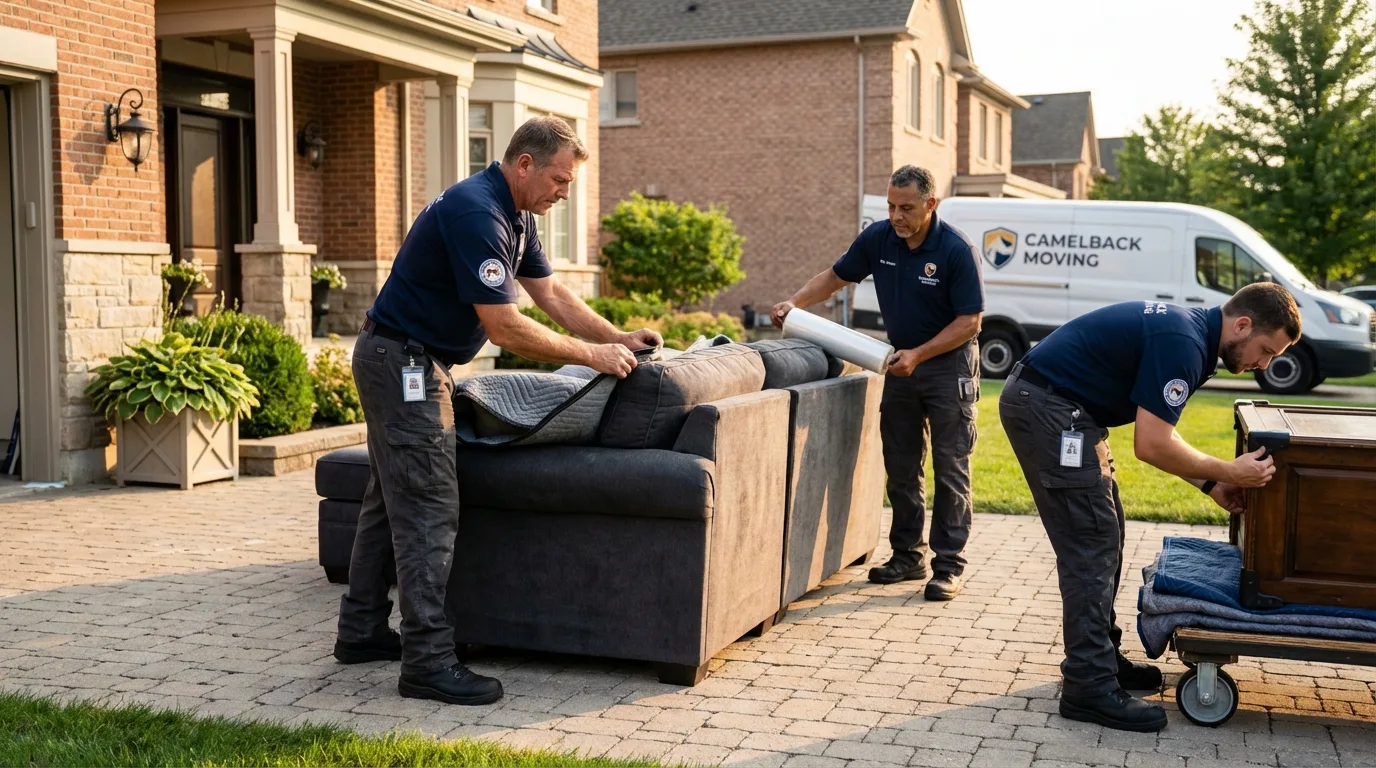 Large estate moving crew wrapping furniture in Norfolk, NE